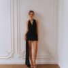 Midnight Rose Drape Mini Dress