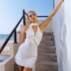 White Mirage Halter Mini Dress