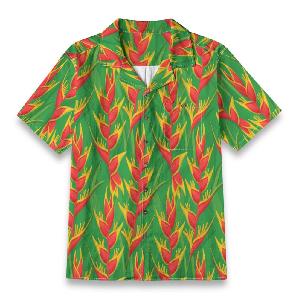 Heliconia Exotic Bloom Tropical Floral Hawaiian Shirt