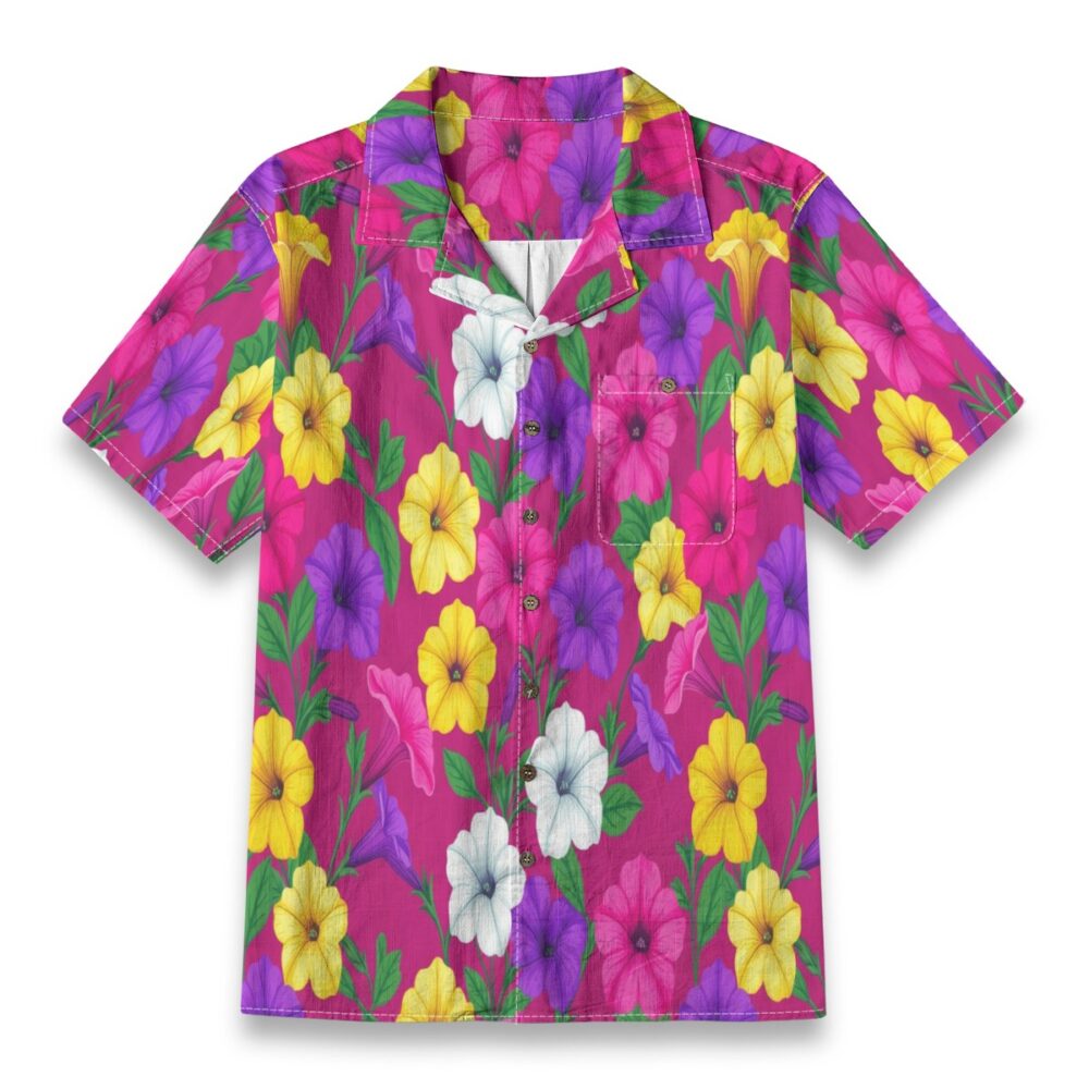 Petunia Bright Floral Garden Aloha Shirt