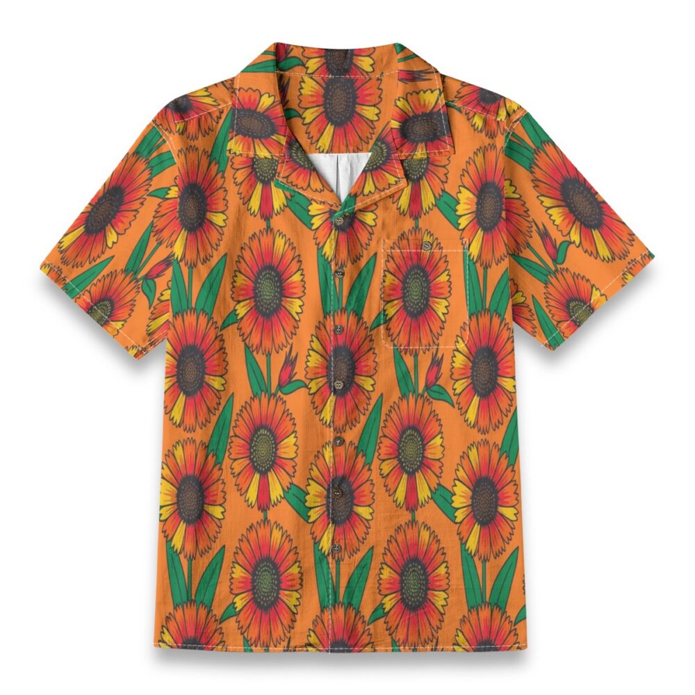Gaillardia Warm Bloom Floral Beach Shirt