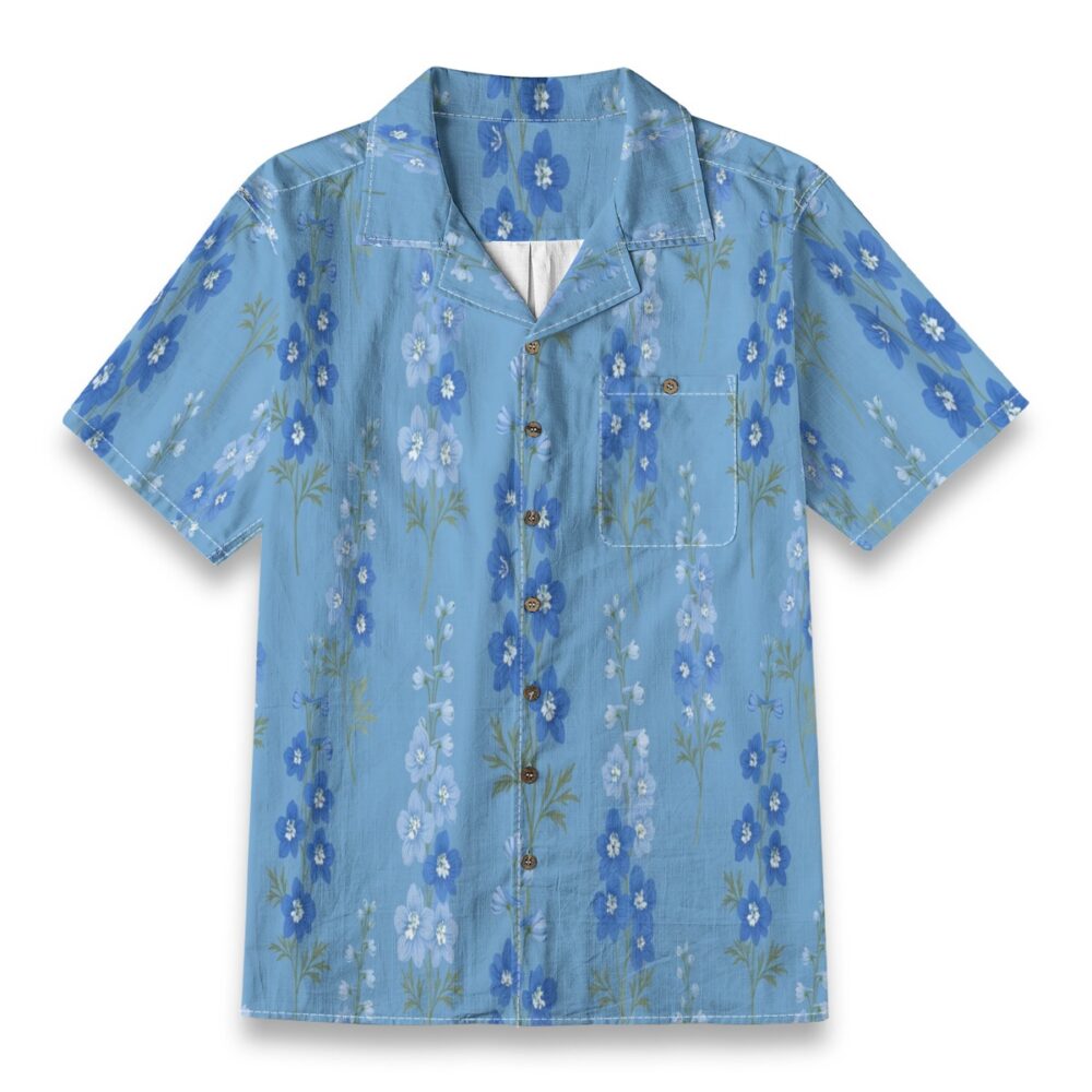 Delphinium Blue Floral Elegant Tropical Shirt