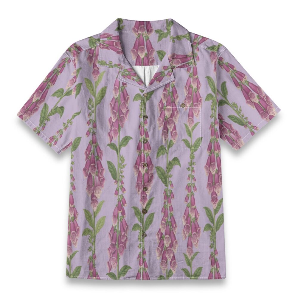 Foxglove Purple Bloom Floral Resort Shirt